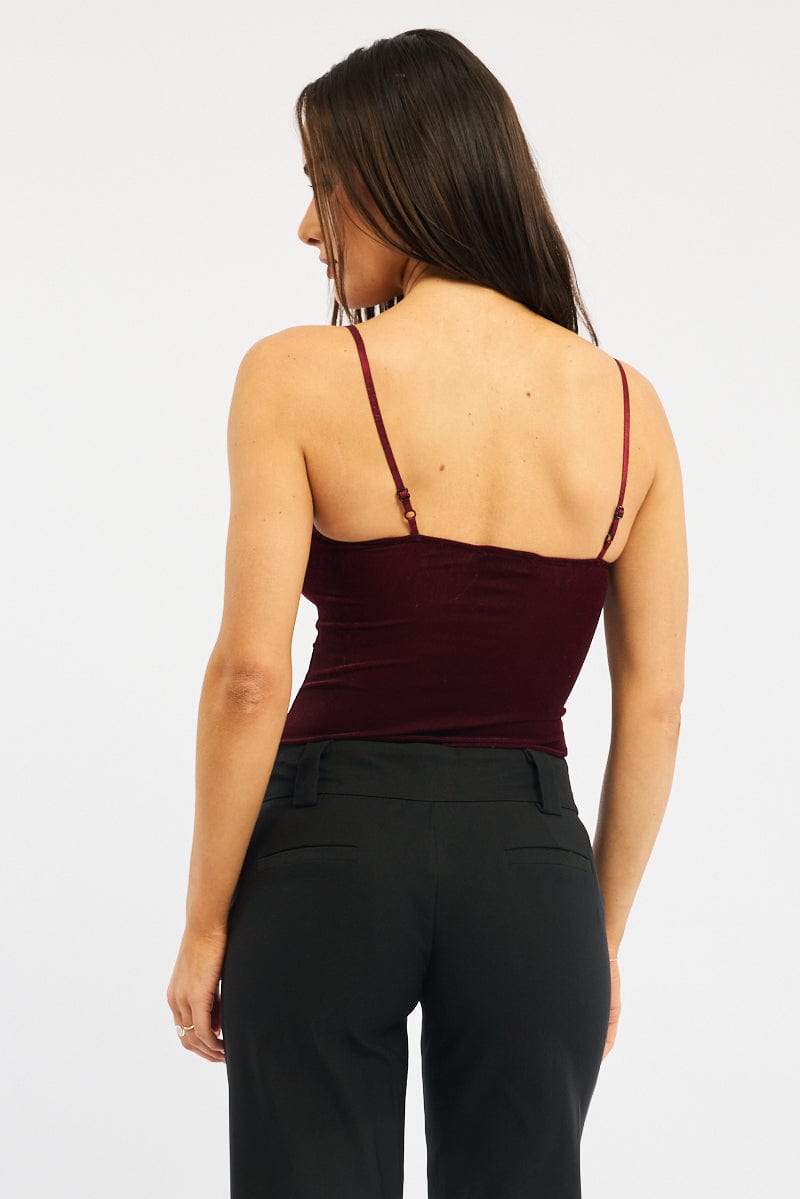 Red Singlet Bodysuit Velvet