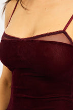 Red Singlet Bodysuit Velvet