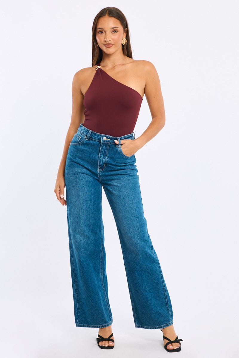 Red One Shoulder Bodysuit