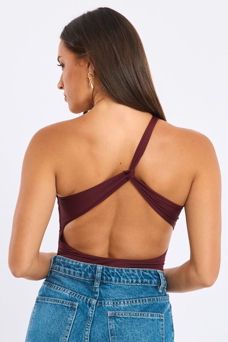 Red One Shoulder Bodysuit