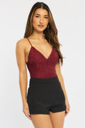 Red Lace Bodysuit Sleeveless
