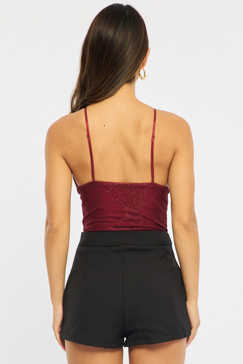 Red Lace Bodysuit Sleeveless