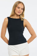 Black Tank Top Cowl Back