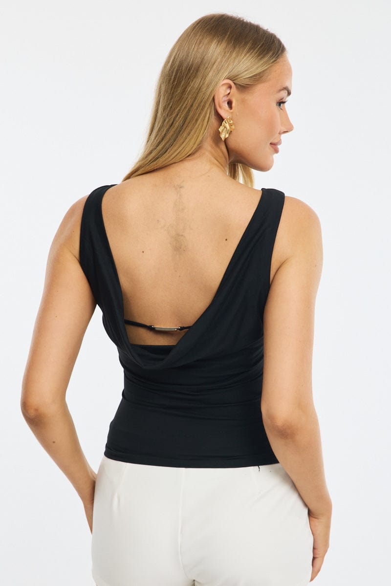 Black Tank Top Cowl Back