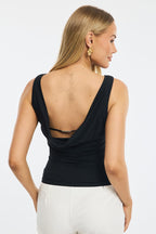 Black Tank Top Cowl Back