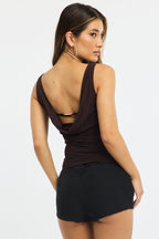Brown Tank Top Cowl Back