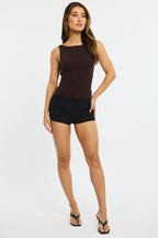 Brown Tank Top Cowl Back
