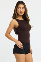 Brown Tank Top Cowl Back