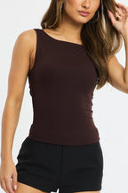 Brown Tank Top Cowl Back