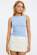 Blue Tank Top Cowl Back