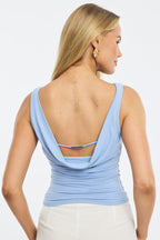 Blue Tank Top Cowl Back