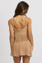 Beige Crochet Knit Tank Top