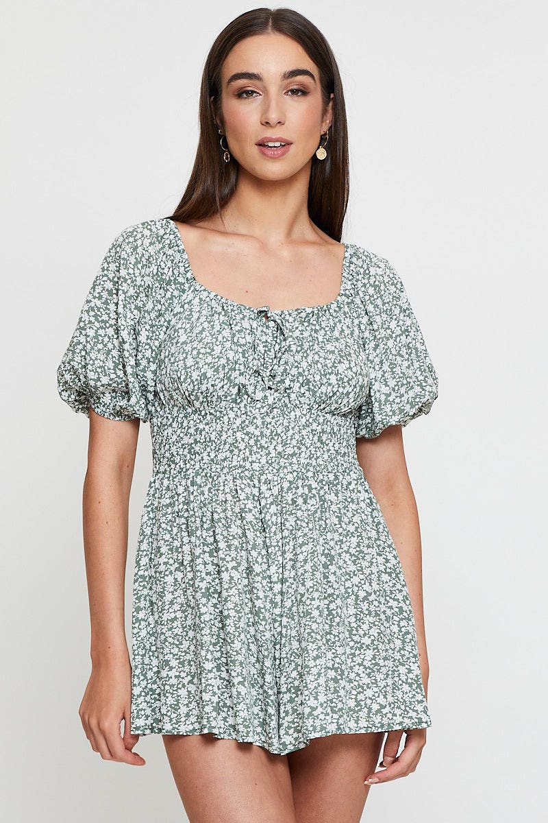 Print Playsuit Short Sleeve