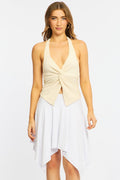 White Midi Scarf Skirt Handkerchief Hem Modal Blend