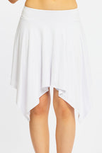 White Midi Scarf Skirt Handkerchief Hem Modal Blend