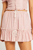 Pink Skater Skirt Tiered Mini