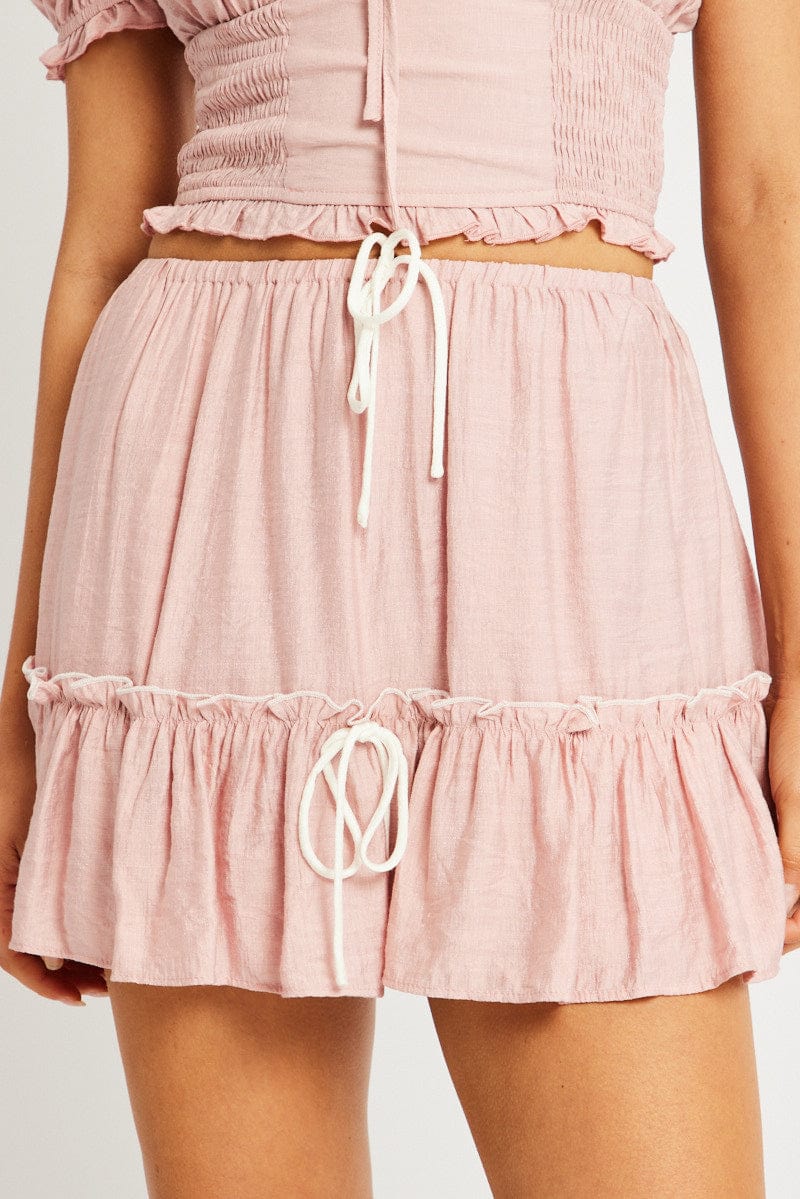 Pink Skater Skirt Tiered Mini