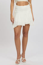 White Scarf Hem Skirt High Rise Mini Lined