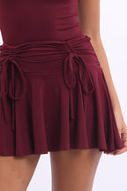 Red Skater Skort Mid Rise Ruched Detail Supersoft Mini
