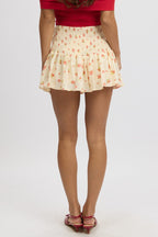 Pink Floral Flowy Skort High Rise Shirred Waist Lined