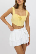 White Mini Skort Skirt Mid Rise Ruffle Layered Lined Supersoft