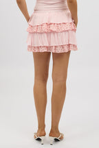 Pink Ditsy Bloomers Skort Elastic Waist Mini Layered Lined