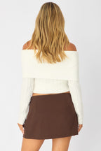 Brown Pleated Hardware Skort Skirt Mini Shorts Lined