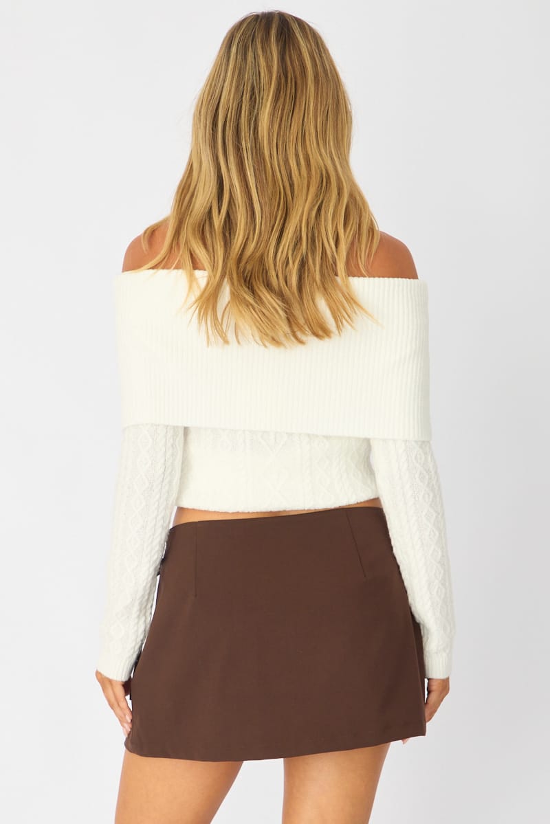 Brown Pleated Hardware Skort Skirt Mini Shorts Lined