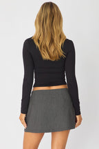 Grey Pleated Hardware Skort Skirt Mini Shorts Lined