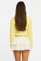 White Mini Ruffle Skort Skirt Elasticated Waist Textured