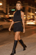 Black Scarf Hem Skort Skirt Mid Waisted