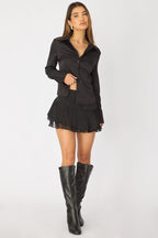 Black Scarf Hem Skort Skirt Mid Waisted