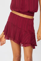 Red Scarf Hem Skort Skirt Mid Waisted