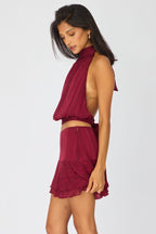 Red Scarf Hem Skort Skirt Mid Waisted