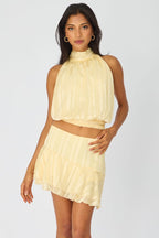 Yellow Scarf Hem Skort Skirt Mid Waisted