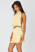 Yellow Scarf Hem Skort Skirt Mid Waisted