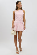 Pink Mini Skort High Rise Lined Bow Detail