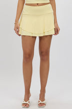 Yellow Supersoft Skort Skirt High Rise Layered Lined