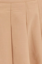 Beige Mini Skirt Skater Pleated Tennis
