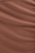 Brown Corset Crop Rib Curve Hem Tank