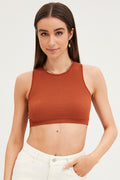 Brown Tank Top Sleeveless Crew Neck