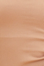 Beige Seamless Tank Full Length Sleeveless Soop Neck