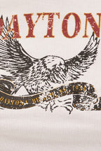 White Eagle Curve Hem Racer Back Crop Tank