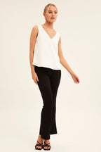 White Workwear Tank Deep V Sleeveless