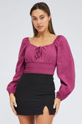 Purple Bodysuit Short Sleeve Sweetheart Neck