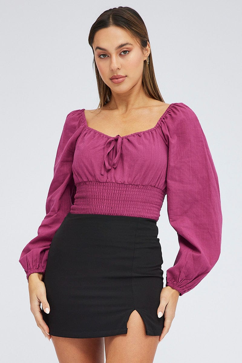 Purple Bodysuit Short Sleeve Sweetheart Neck