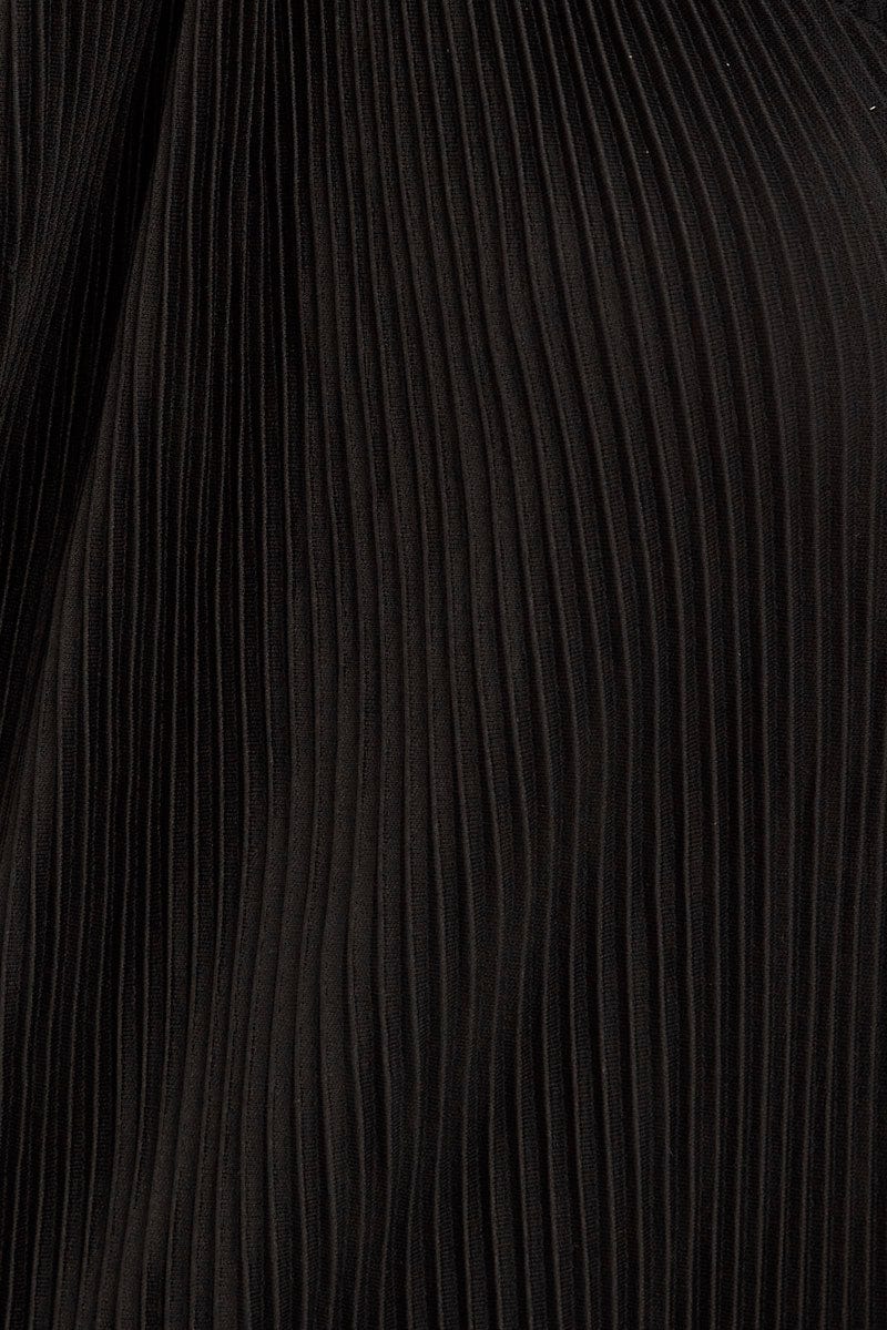 Black Plisse Bodysuit Twist Halter Sleeveless