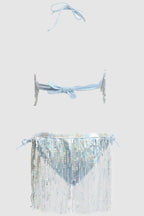 Silver Tassel Sequin Detail Lingerie Set Bikini Set