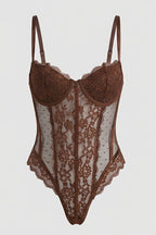 Brown Lace Bodysuit Lingerie